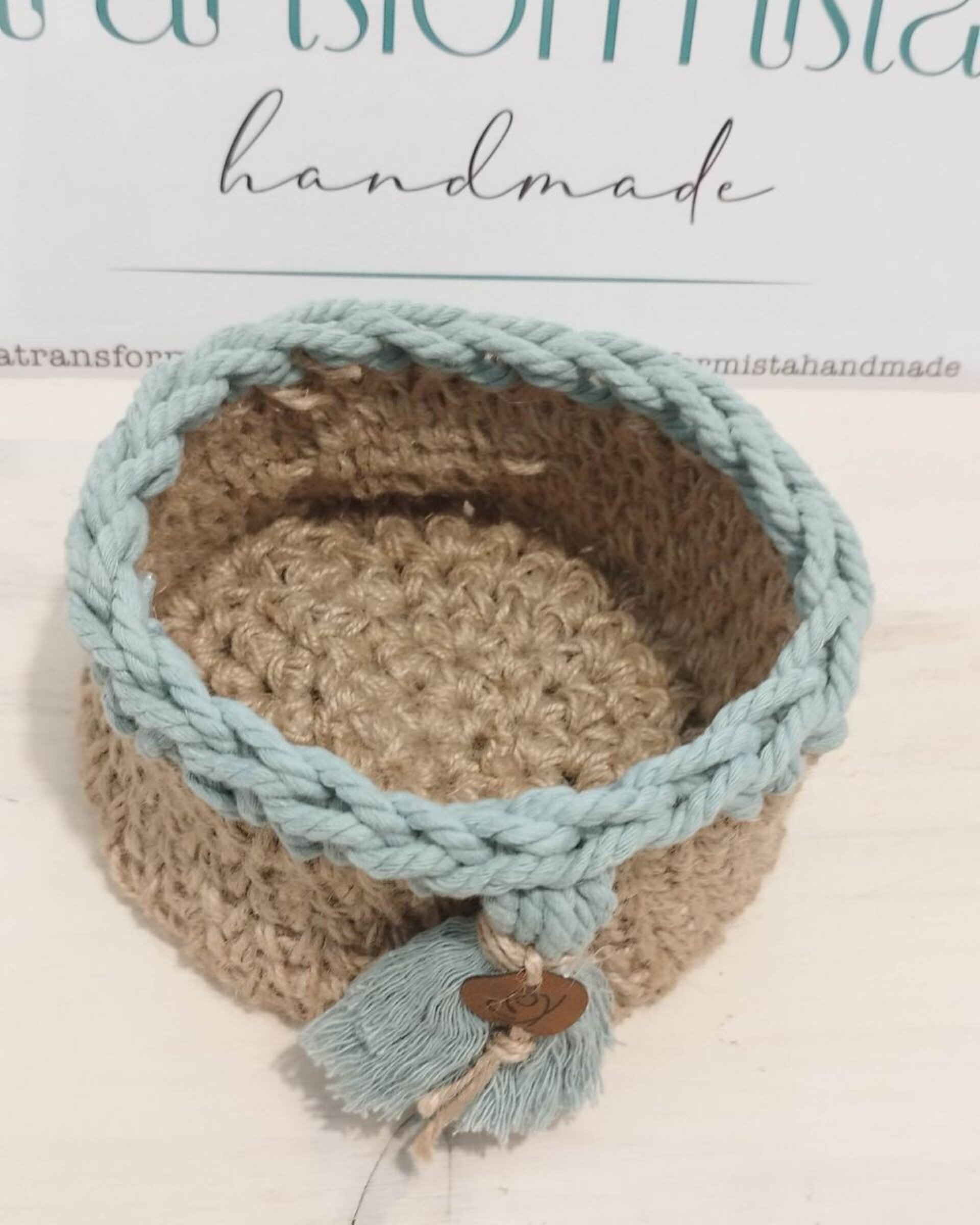 Mini cesta yute azul - 3