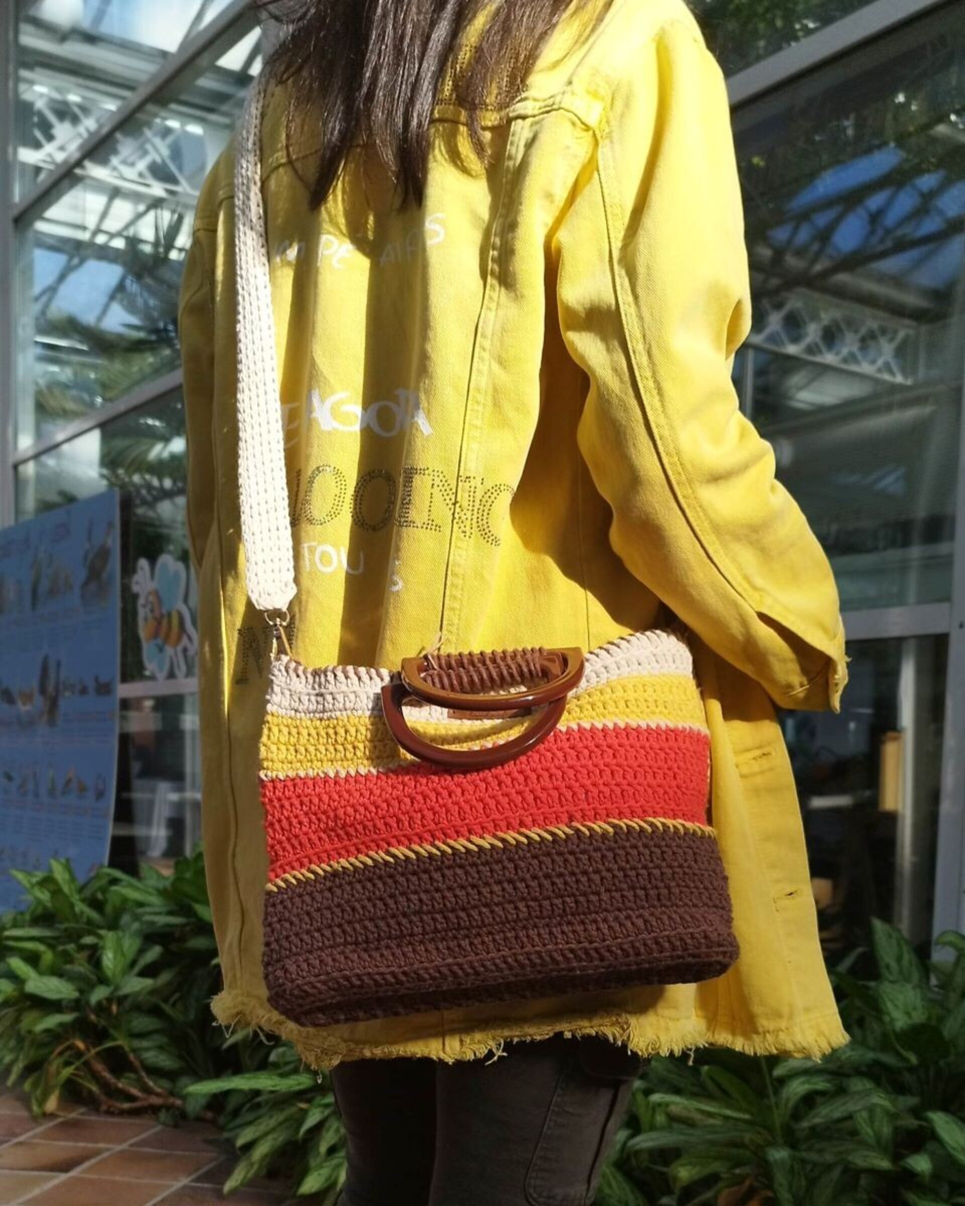 Bolso LIBRO a rayas naranja/amarillo  - 2