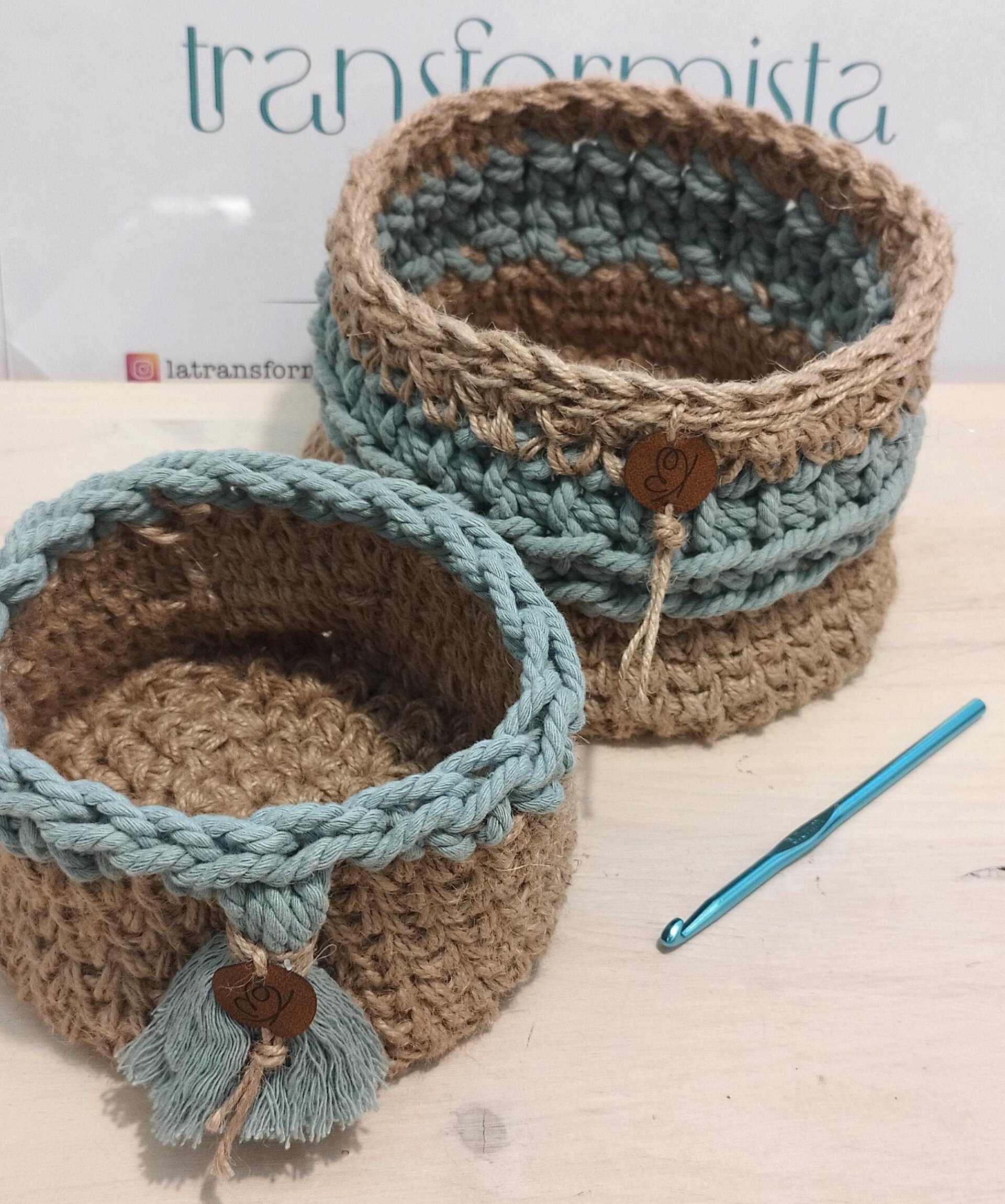 Cesta yute y azul - 3