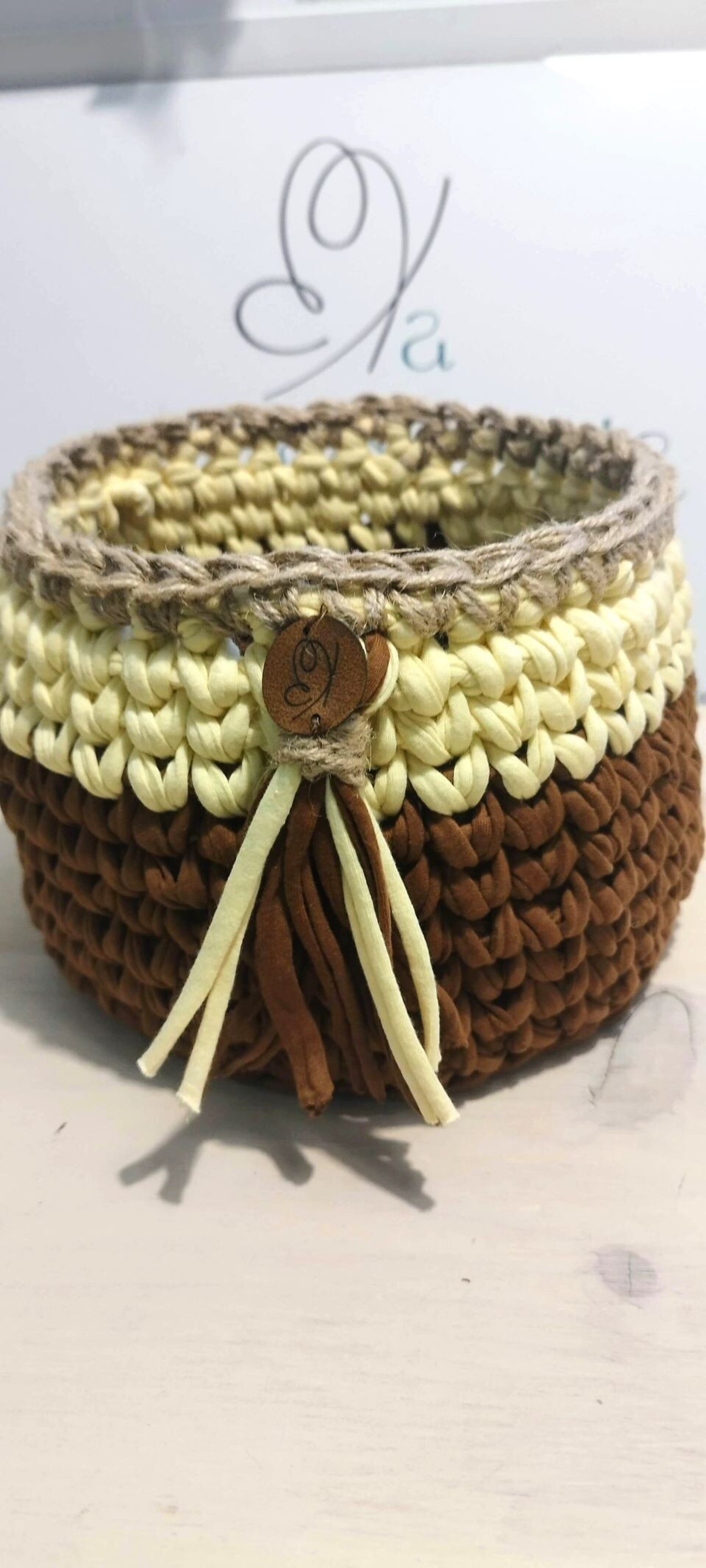 Cesta trapillo Amarilla y camel - 2