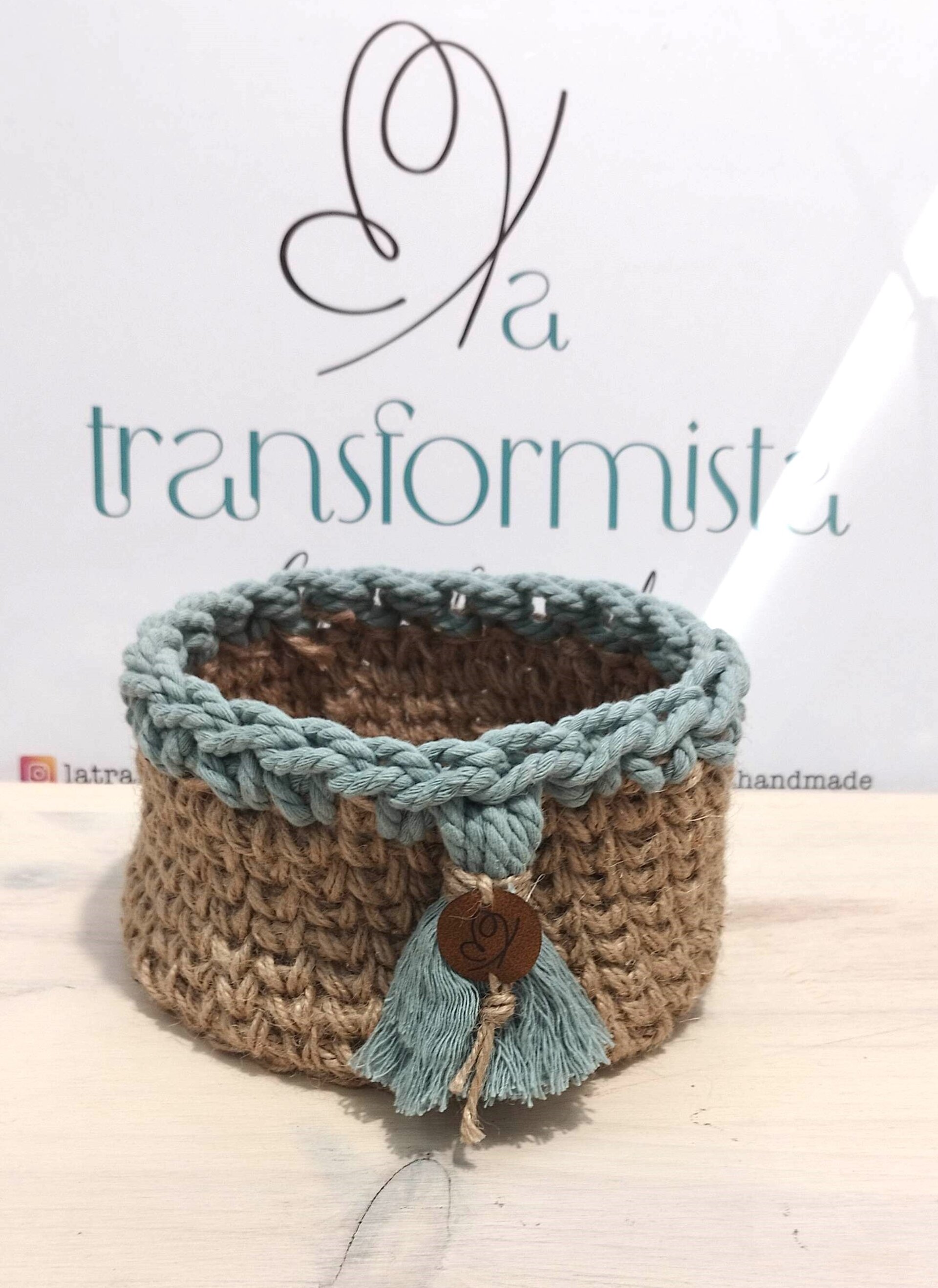 Mini cesta yute azul - 2