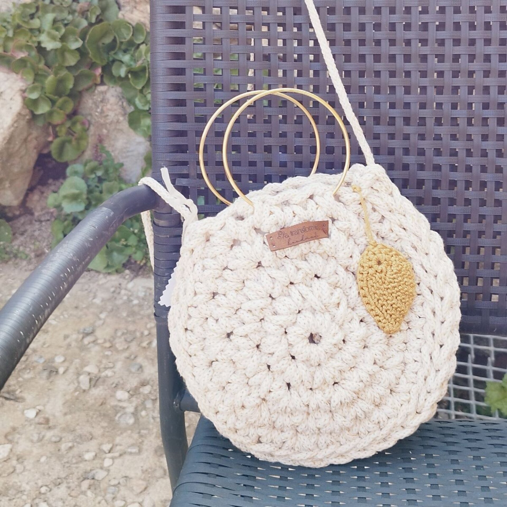Bolso Fiesta blanco y oro "Caracola" - 2